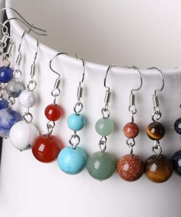 Boucles d'oreilles boules en pierres